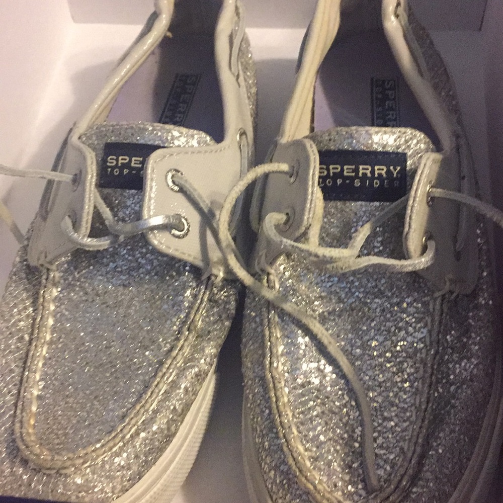 Sperry silver glitter shoes size 8